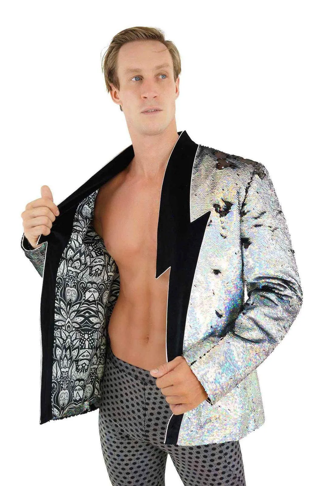 Mens Holographic Lightning Bolt Jacket