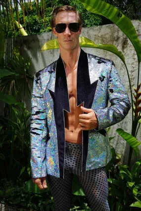 Mens Holographic Lightning Bolt Jacket