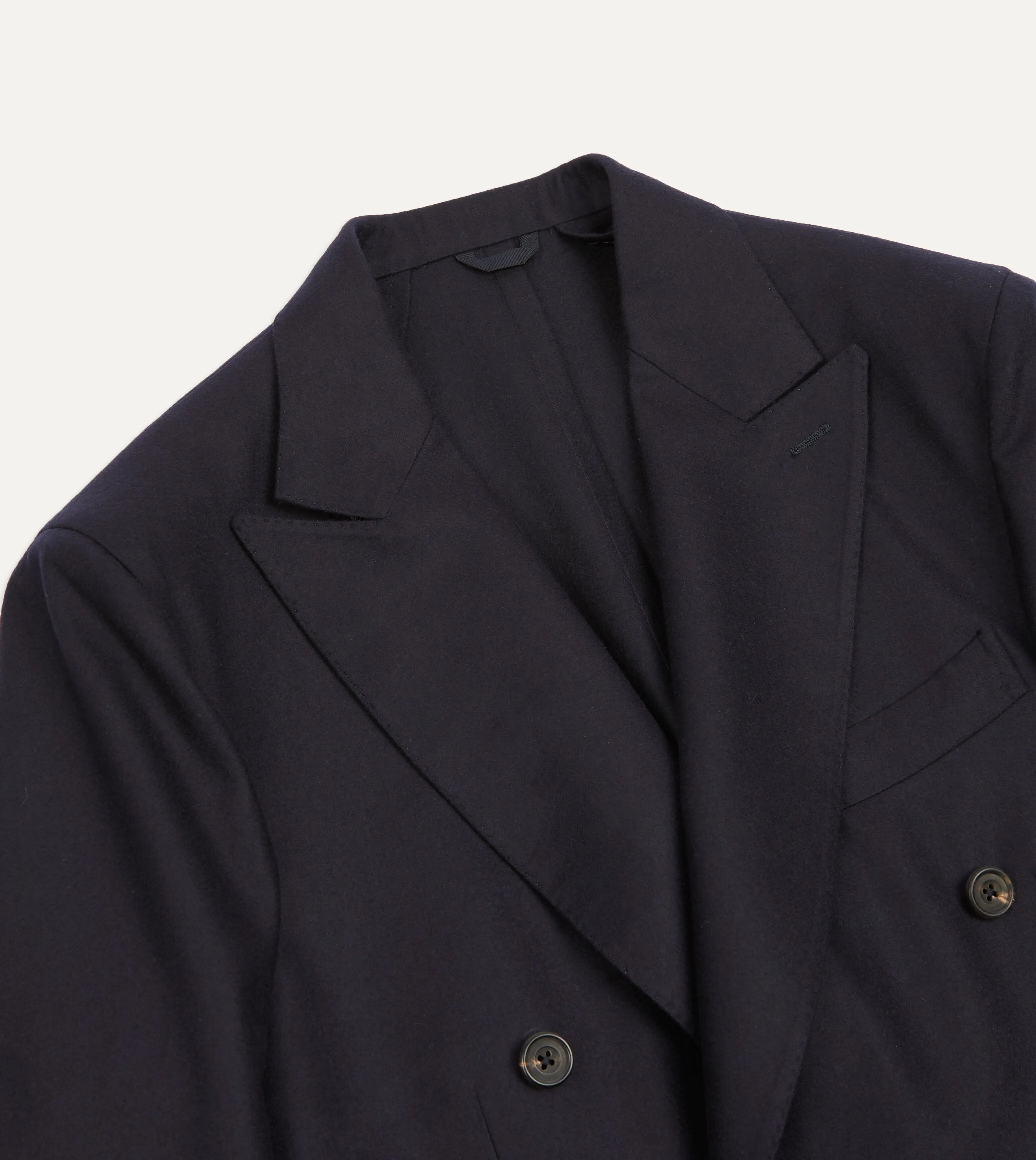 Navy Wool Flannel Double-Breasted Tailored Jacket