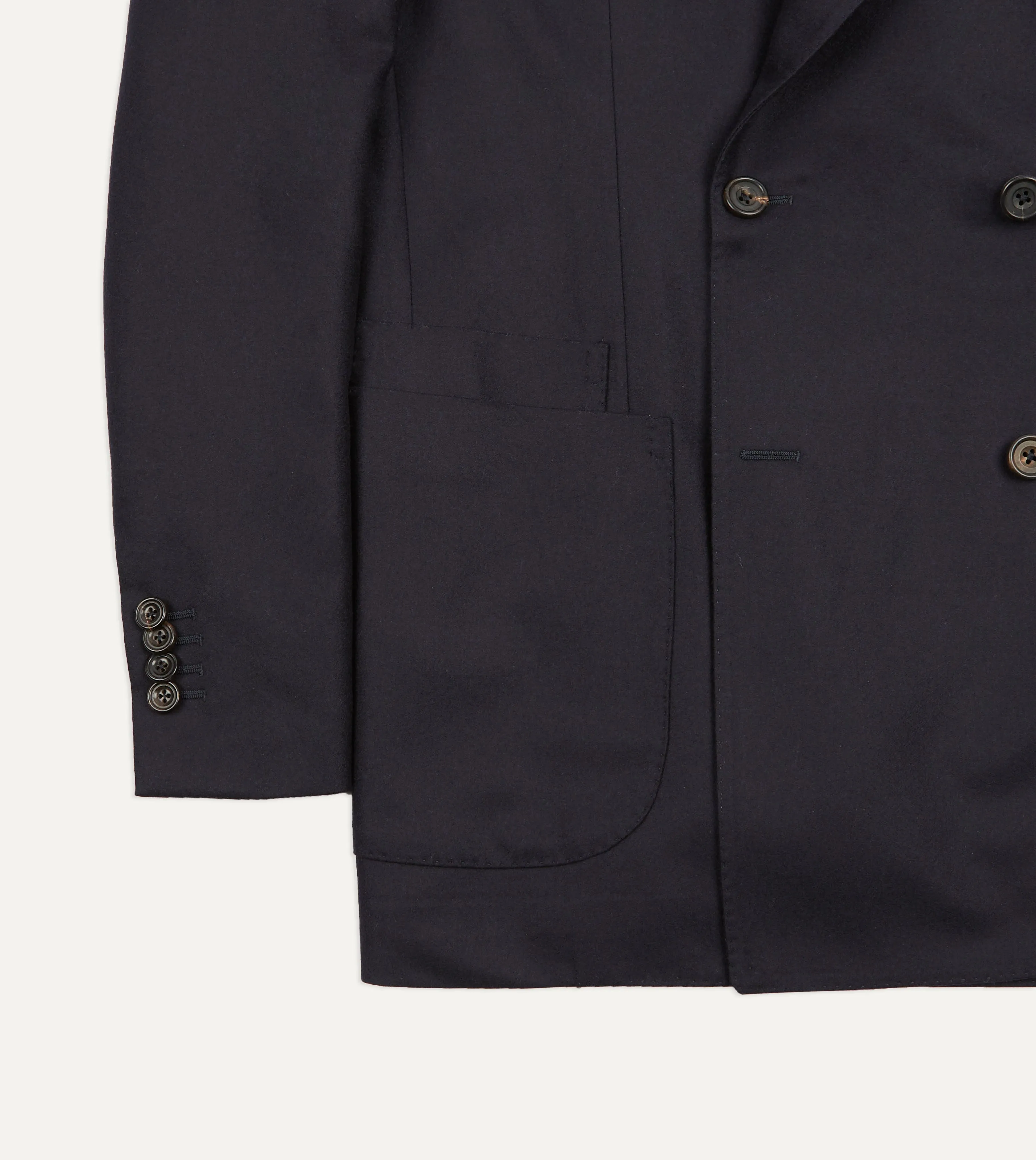 Navy Wool Flannel Double-Breasted Tailored Jacket