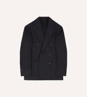 Navy Wool Flannel Double-Breasted Tailored Jacket