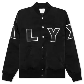 Nylon Logo Varsity Jacket - Black