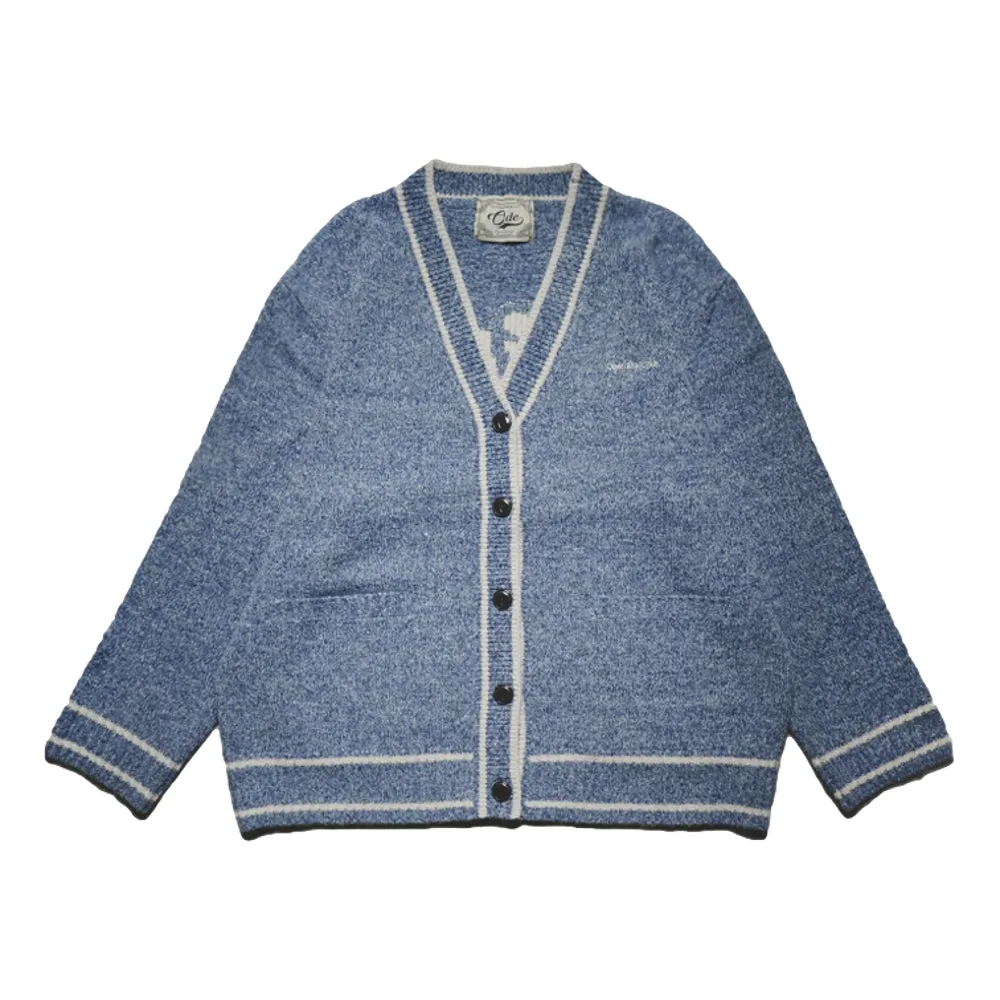 OPEN DIALOGUE VINTAGE LOGO CARDIGAN-BLUE