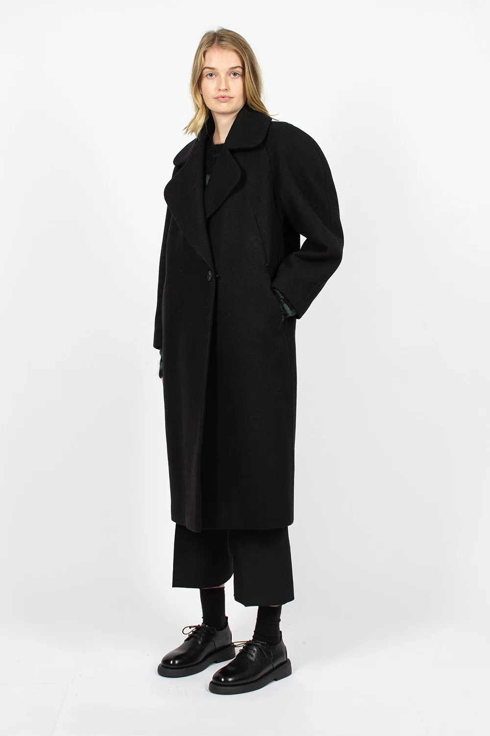 Oversized Collar Coat Black