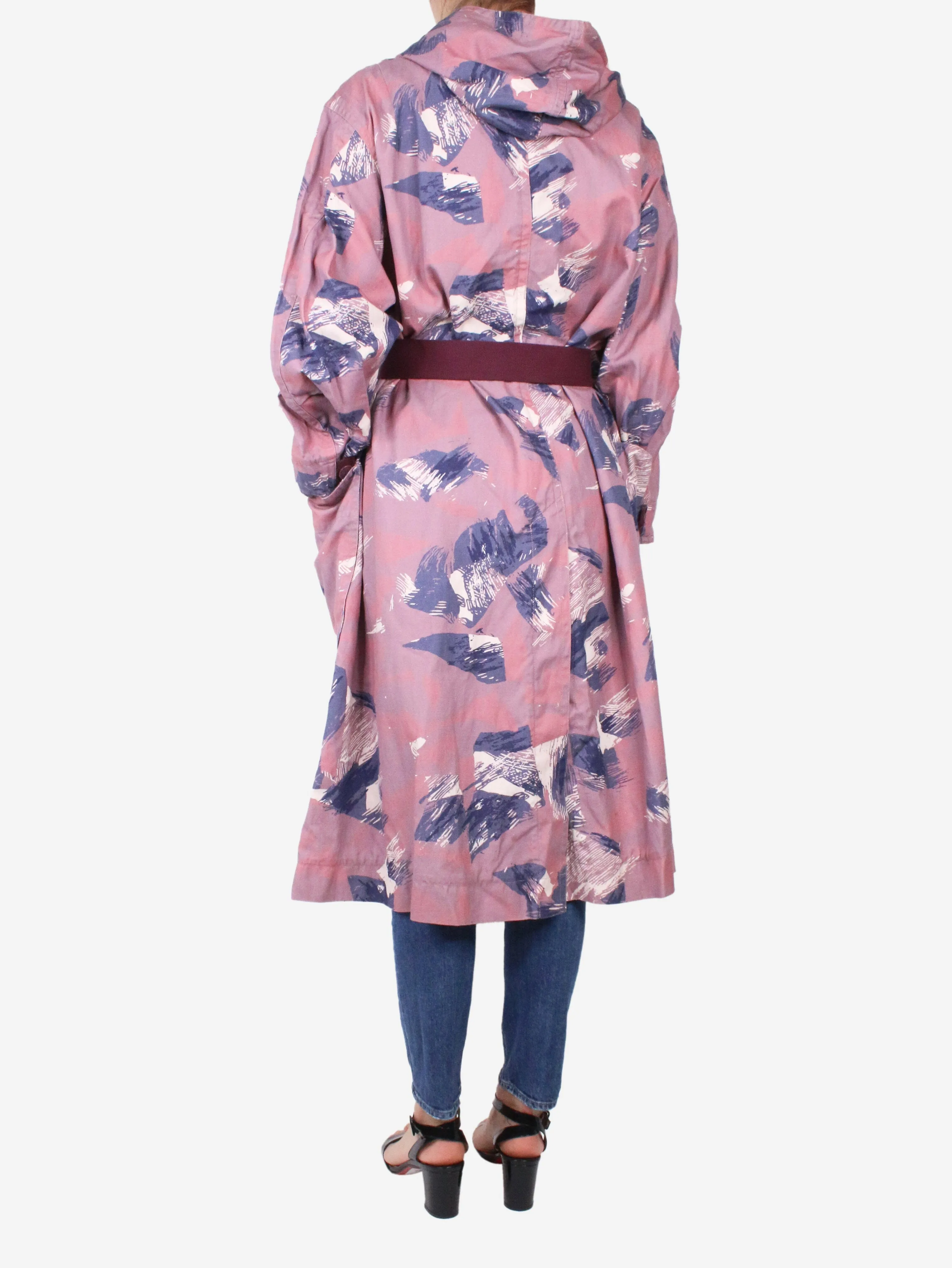 Purple printed belted coat - size FR 36