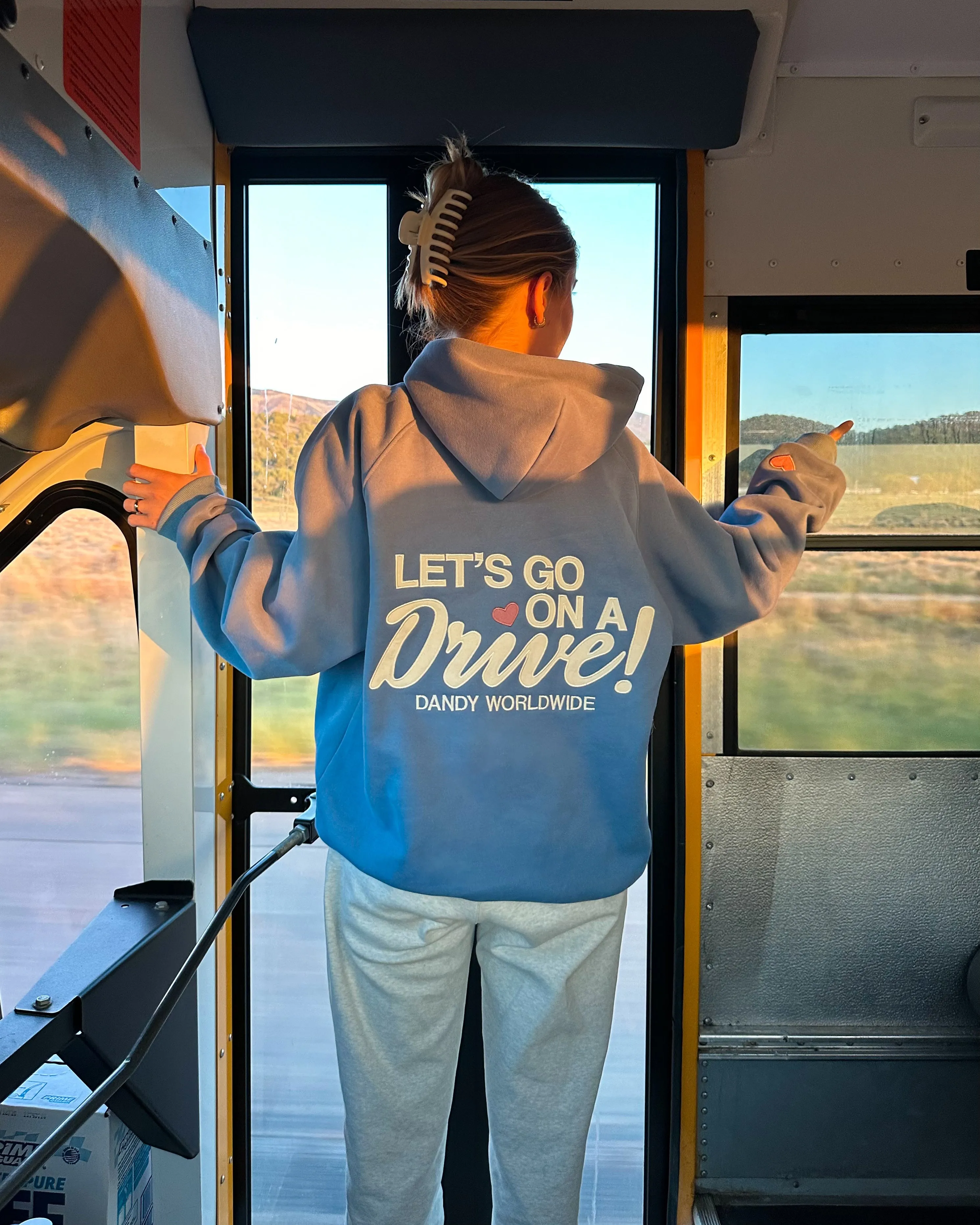 "Let's Go on a Drive" Oversized Lux Hoodie in Blue