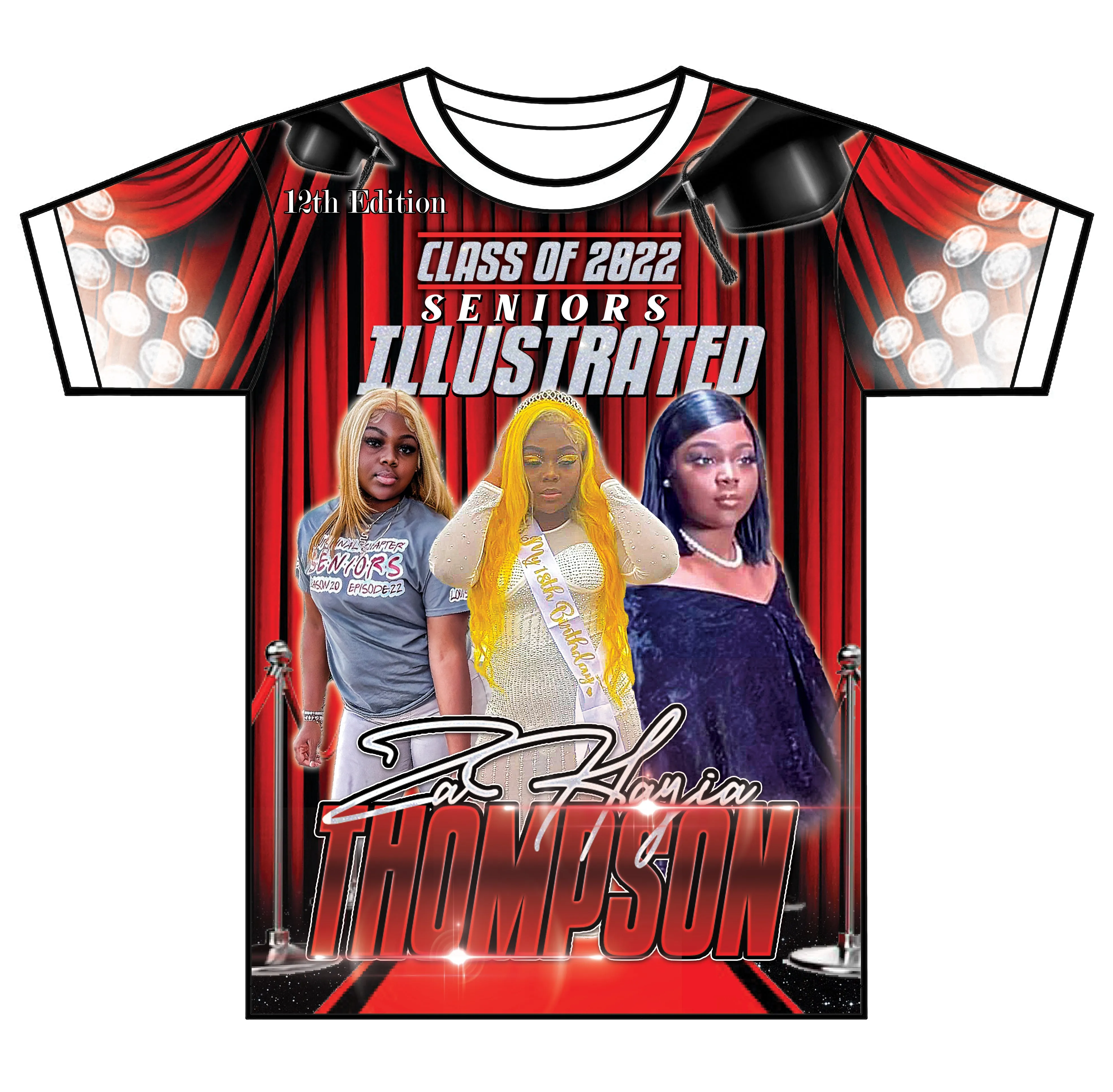 "Seniors Illustrated" Custom Designed Graduation 3D shirt