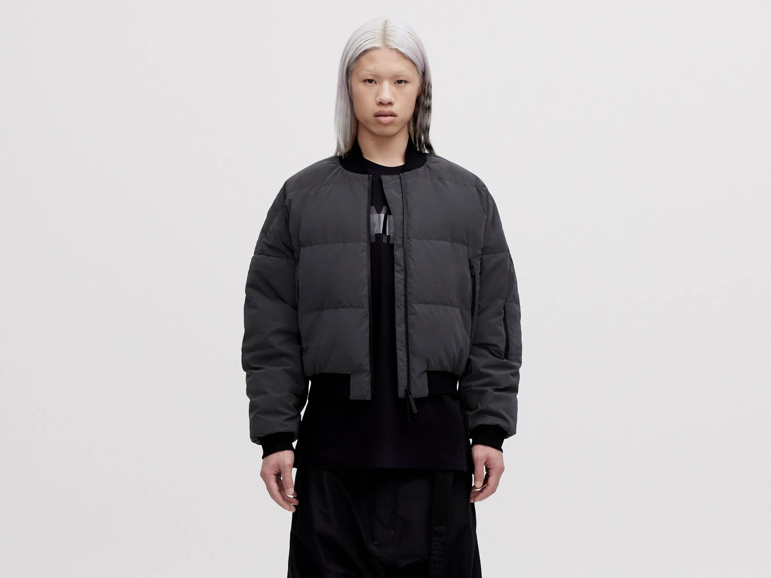 Reflective Bomber Down Jacket - Reflective Black