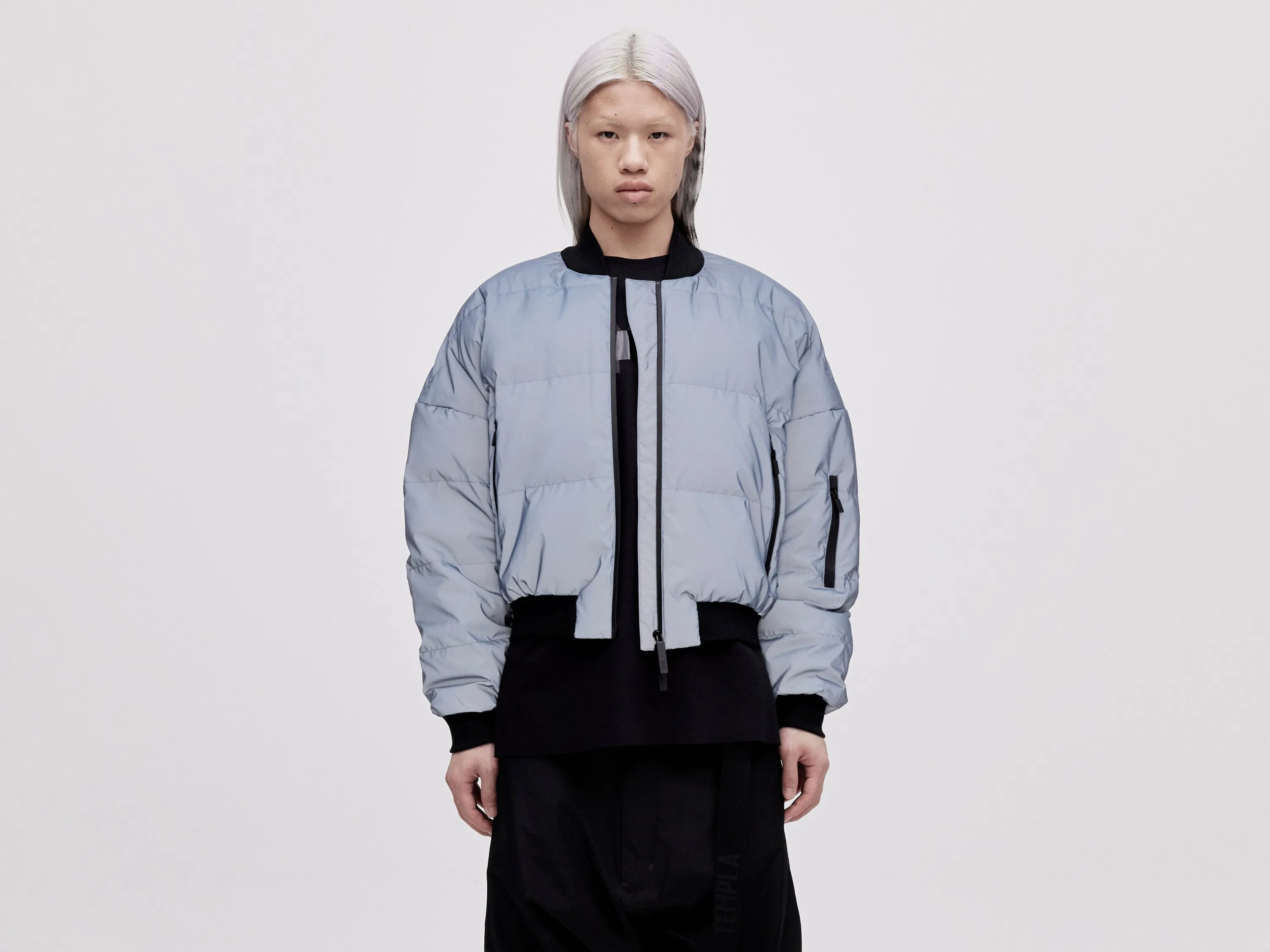 Reflective Bomber Down Jacket - Reflective Blue