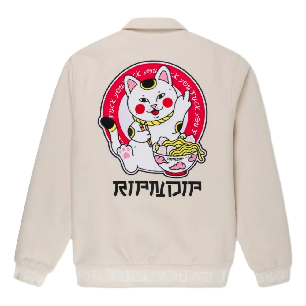 RIPNDIP LUCKY NERM VARSITY JACKET-CREAM