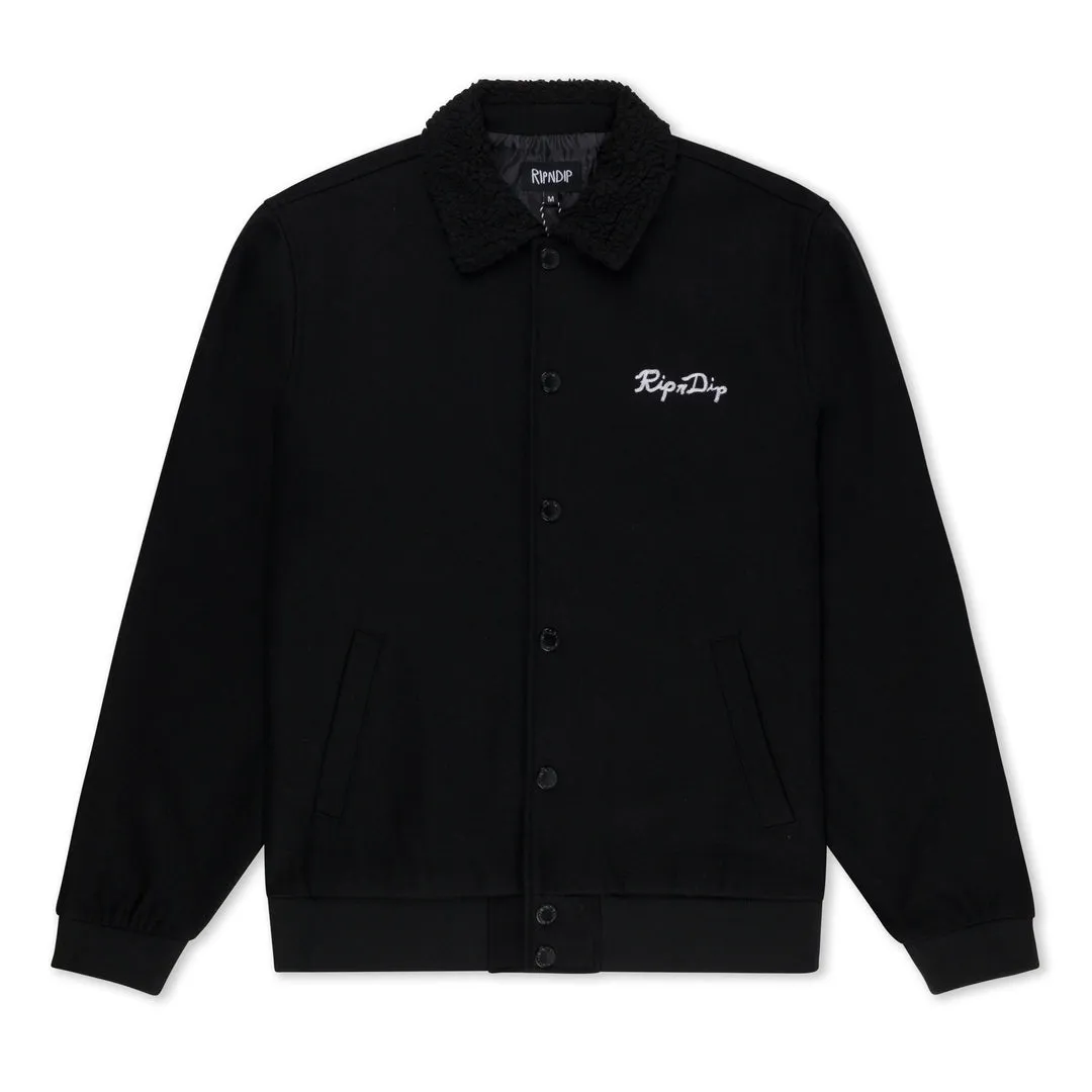 RIPNDIP NERMALI WOOL VARSITY  JACKET-BLACK