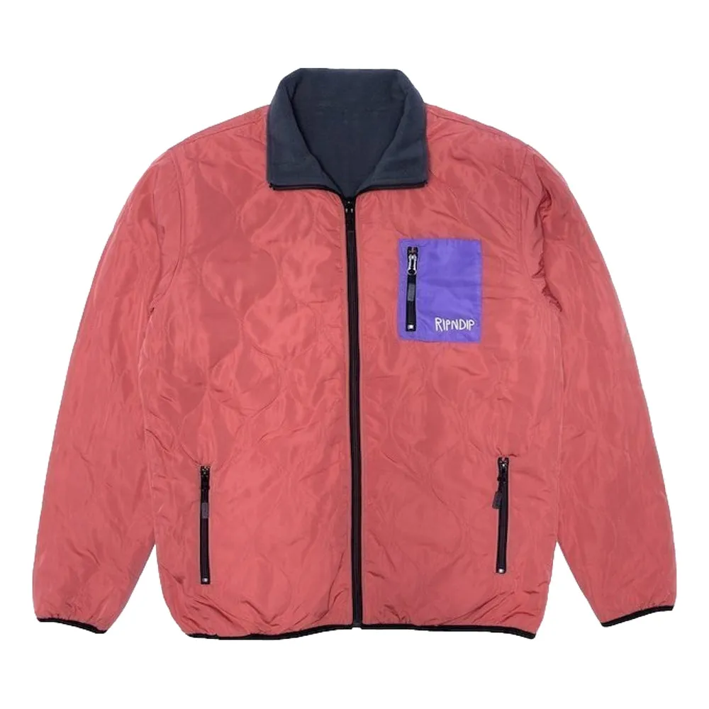 RIPNDIP SHMOODY POLAR FLEECE QUILTED REVERSIBLE JACKET-CLAY / PURPLE