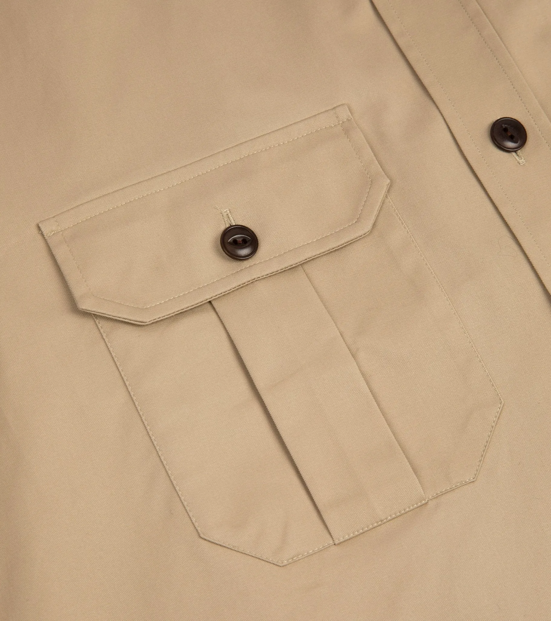 Salvatore Piccolo Cotton Gabardine Military Shirt: Tan