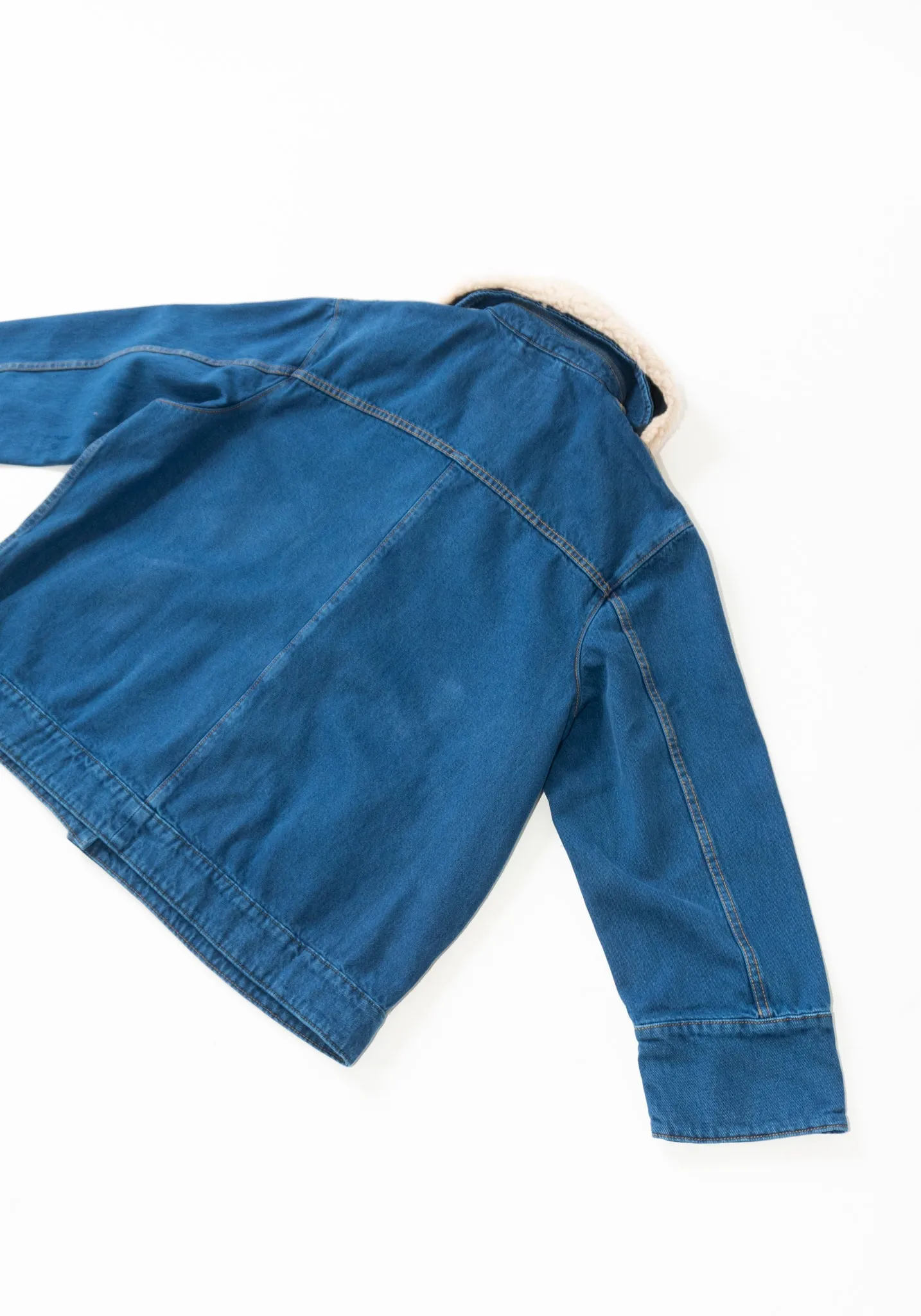 Stadium Jacket Sherpa Collar in Van Blue / Oatmeal Sherpa Collar