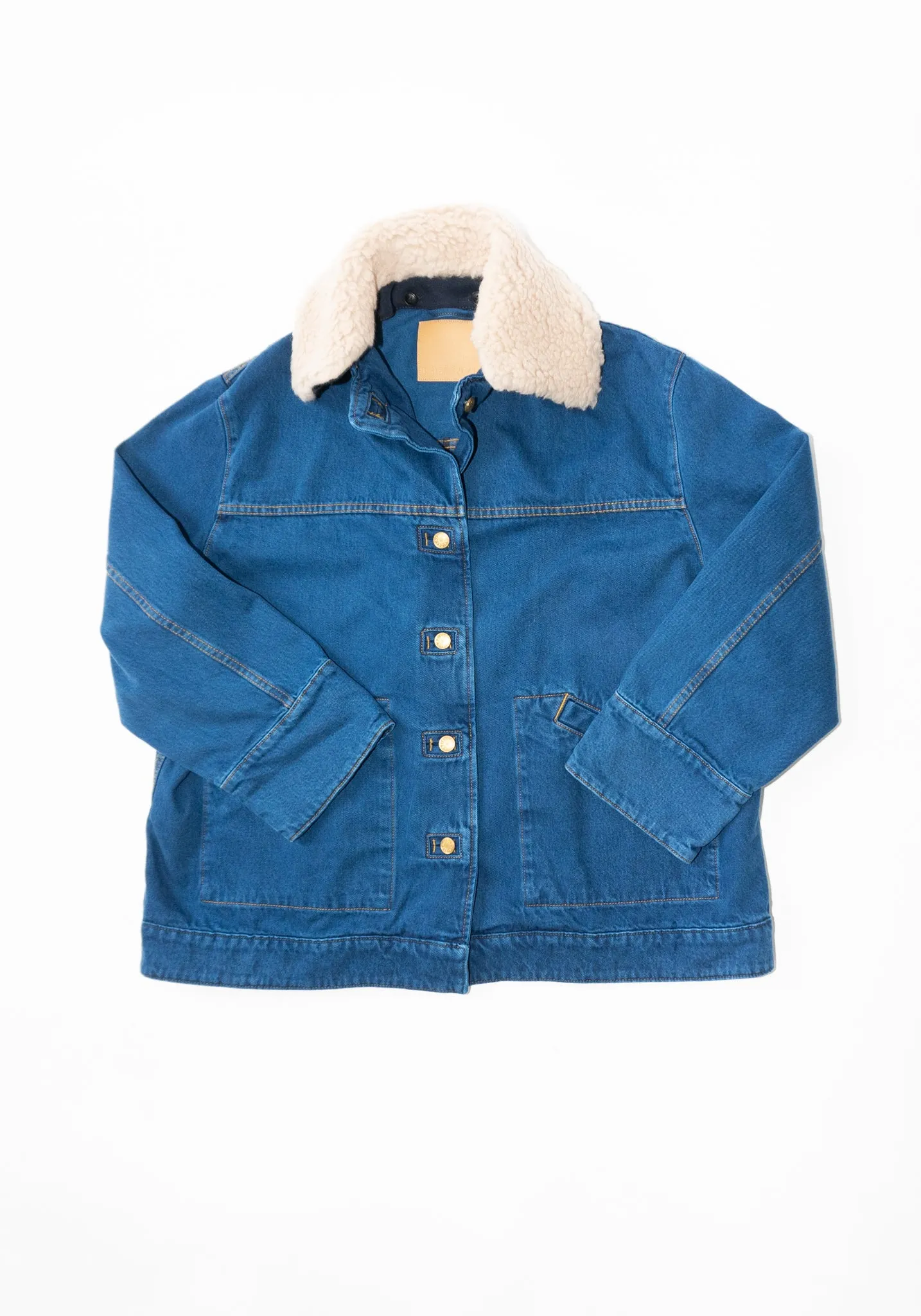 Stadium Jacket Sherpa Collar in Van Blue / Oatmeal Sherpa Collar