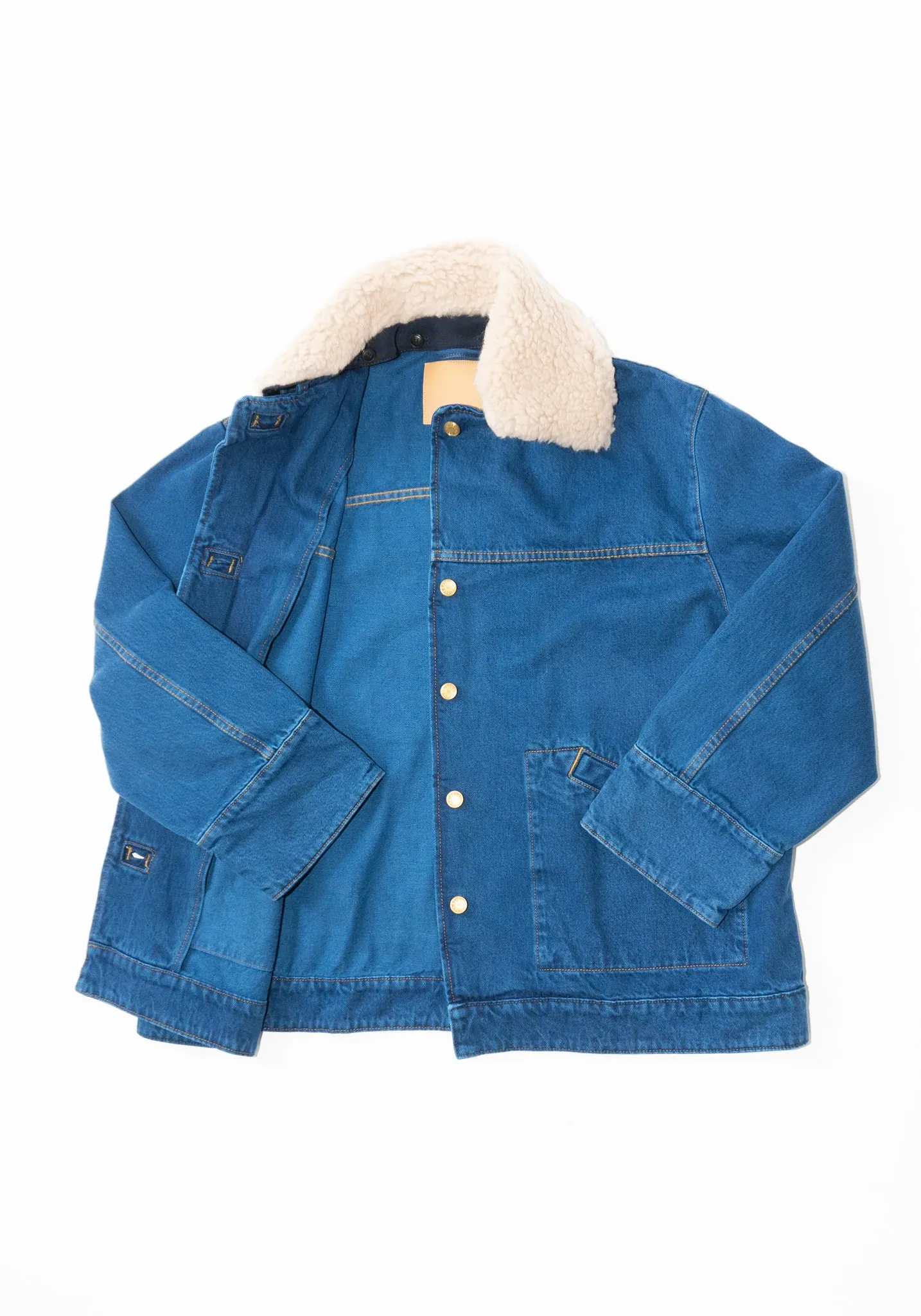 Stadium Jacket Sherpa Collar in Van Blue / Oatmeal Sherpa Collar