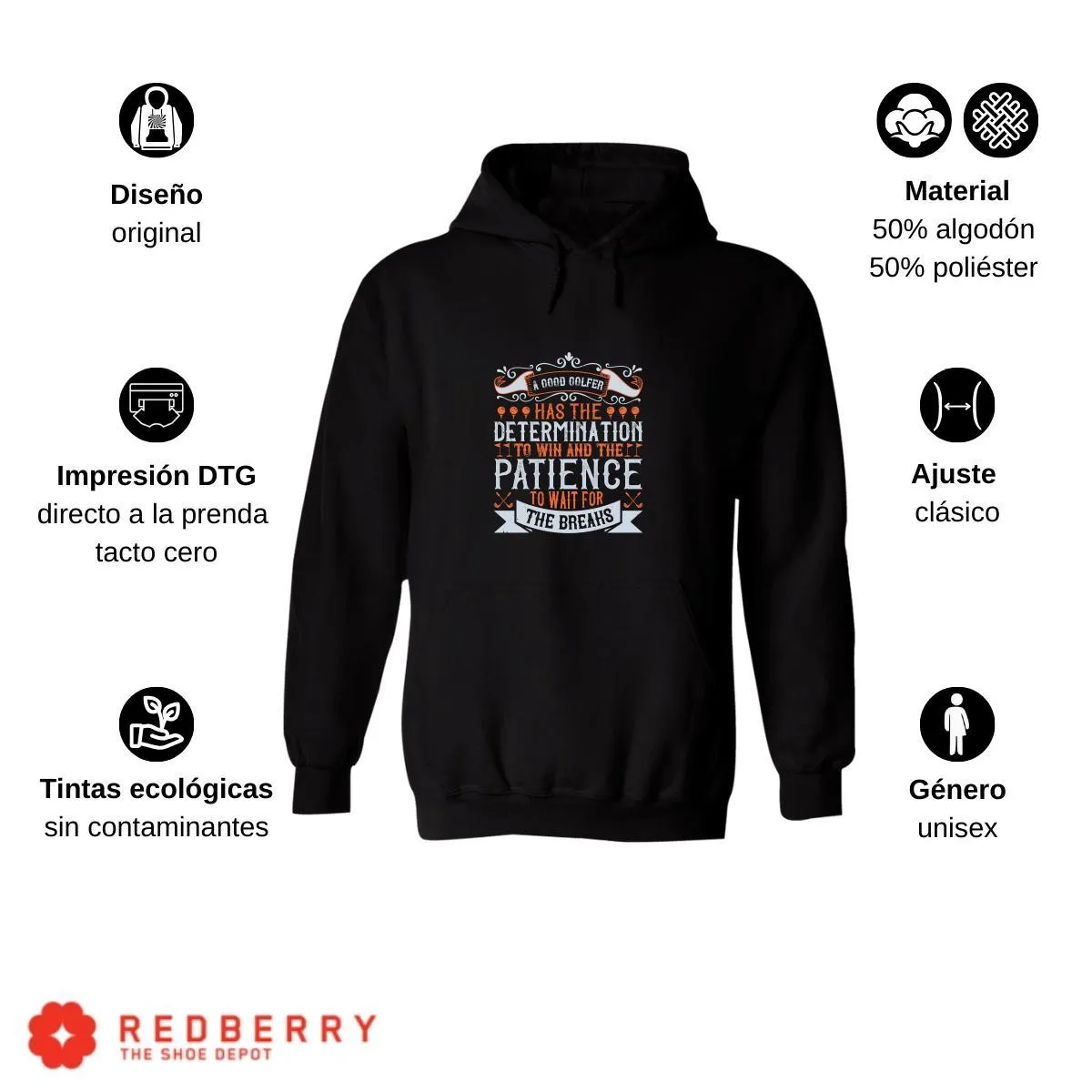 Sudadera Hombre  Hoodie Golf Deporte Frases 001