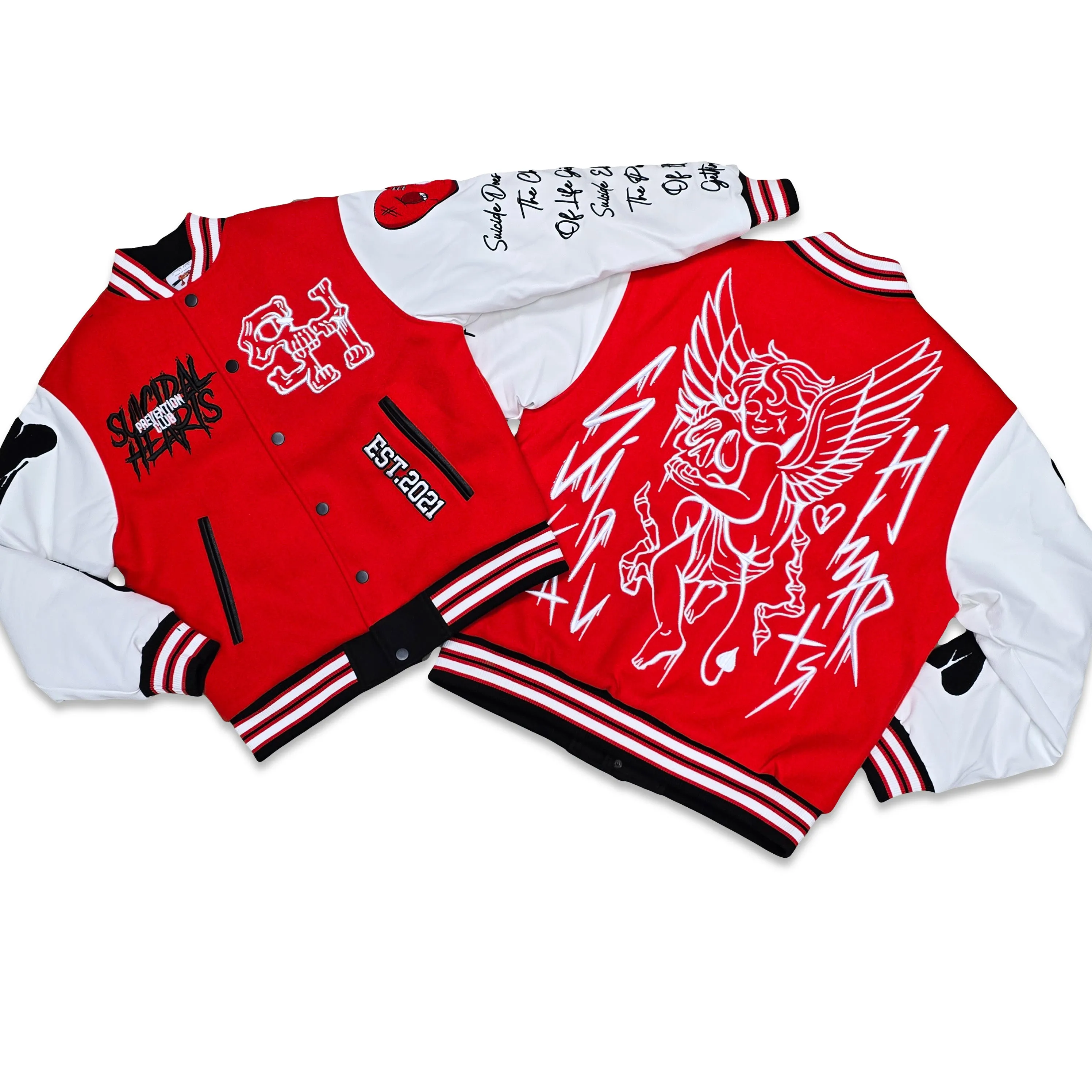 SUICIDAL HEARTS SH VARSITY JACKET (RED)