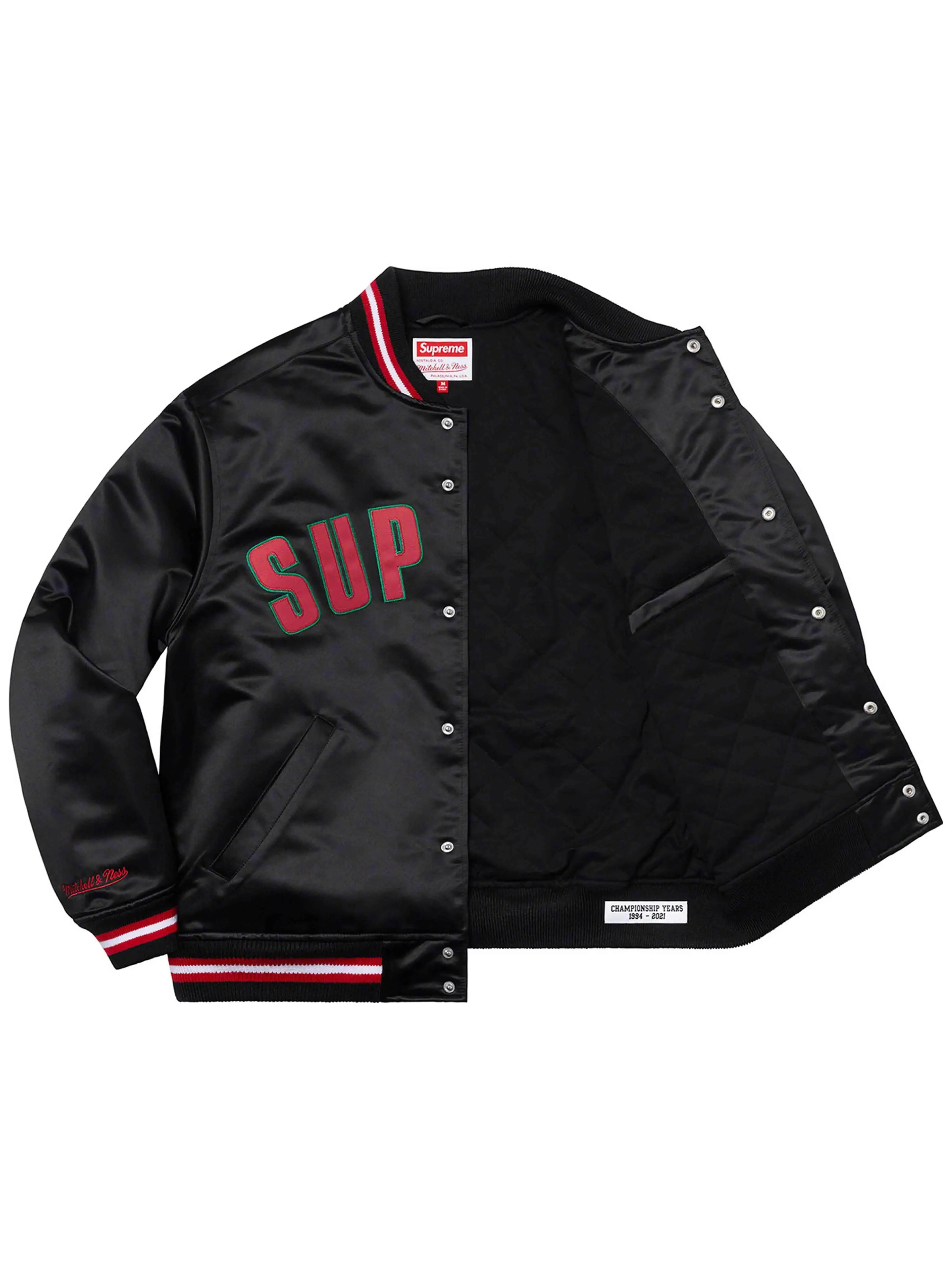 SUPREME MITCHELL & NESS SATIN VARISTY JACKET BLACK [SS21]