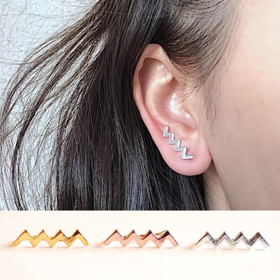 Wholesale Zig zag Ear Crawlers- Sterling Silver Wave Ear Crawlers Climbers, Chevron Ear Climbers, Snake Ear Climber, Ear Jackets, Geometric earrings