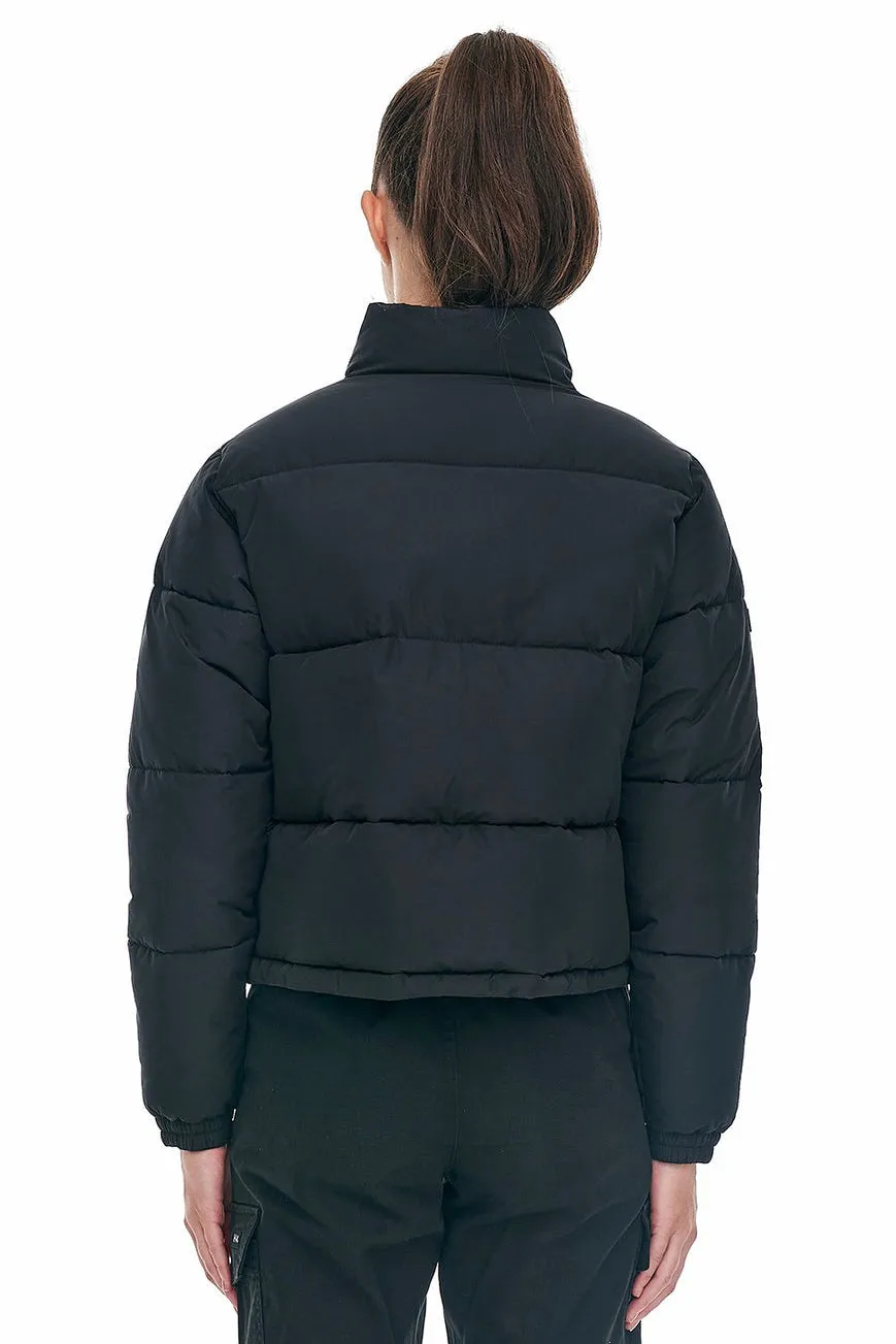 Womens Black Track Puffer Jacket