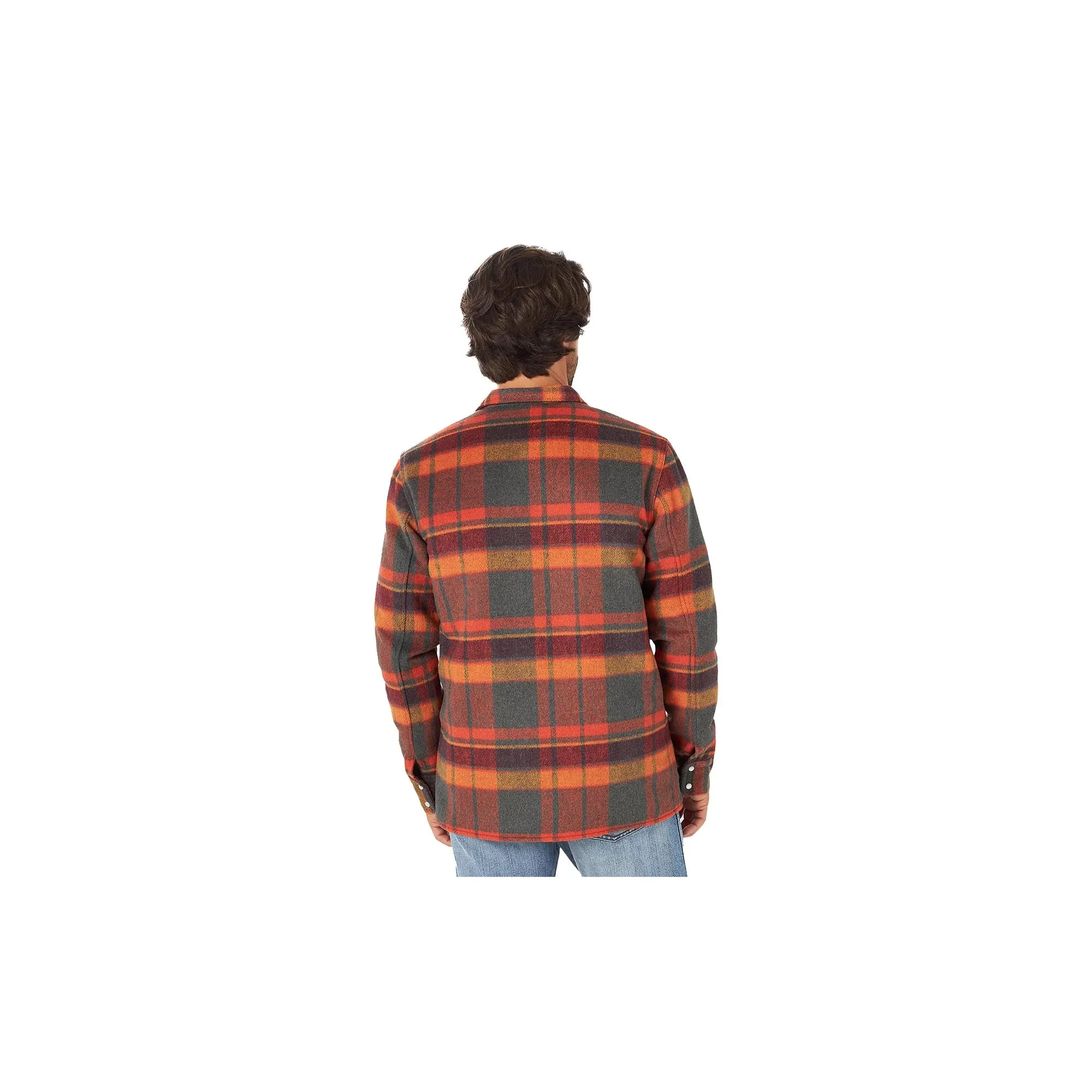 Wrangler Flannel Shirt Jacket Quilted Lining Blaze Orange